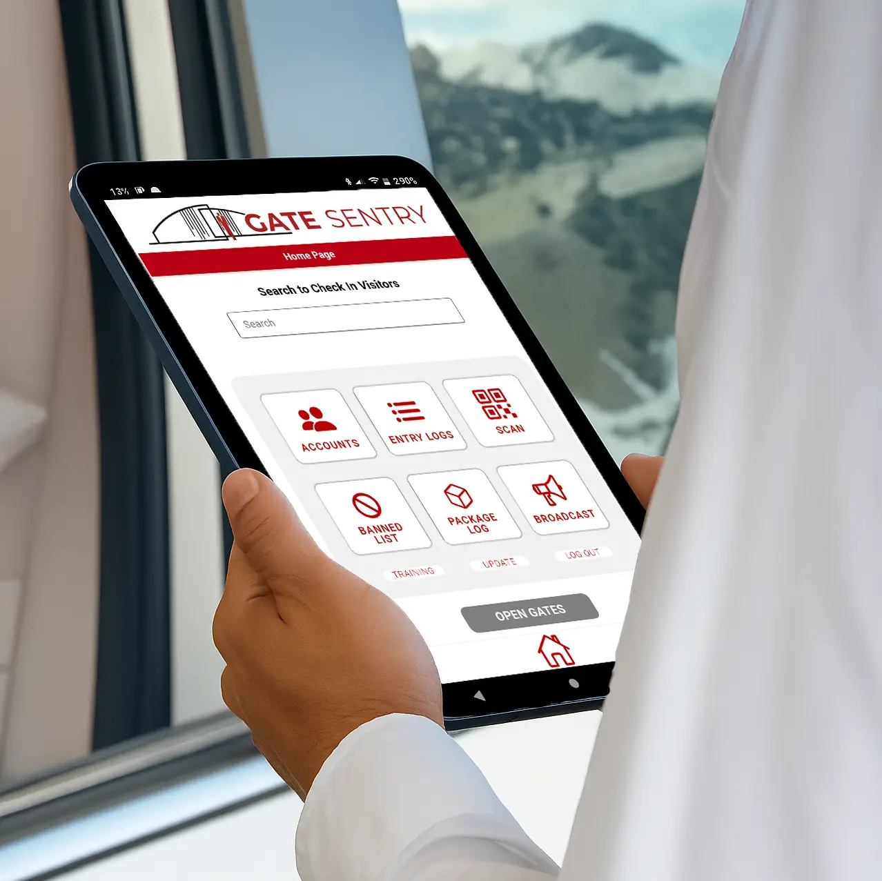 Gate Sentry tablet-based software at gate