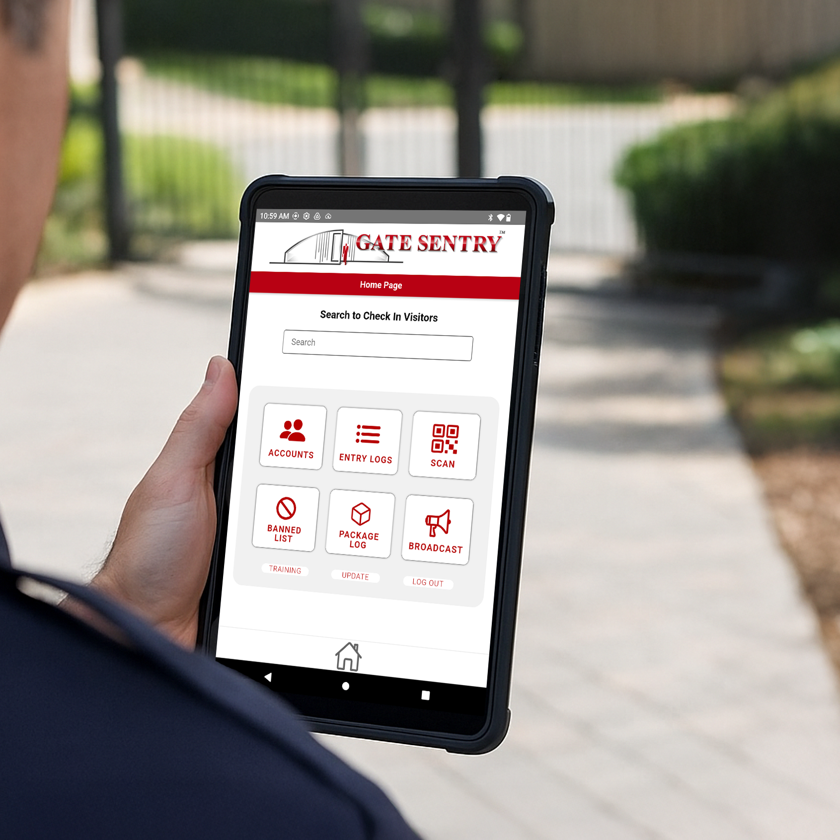 Gate Sentry security guard tablet interface