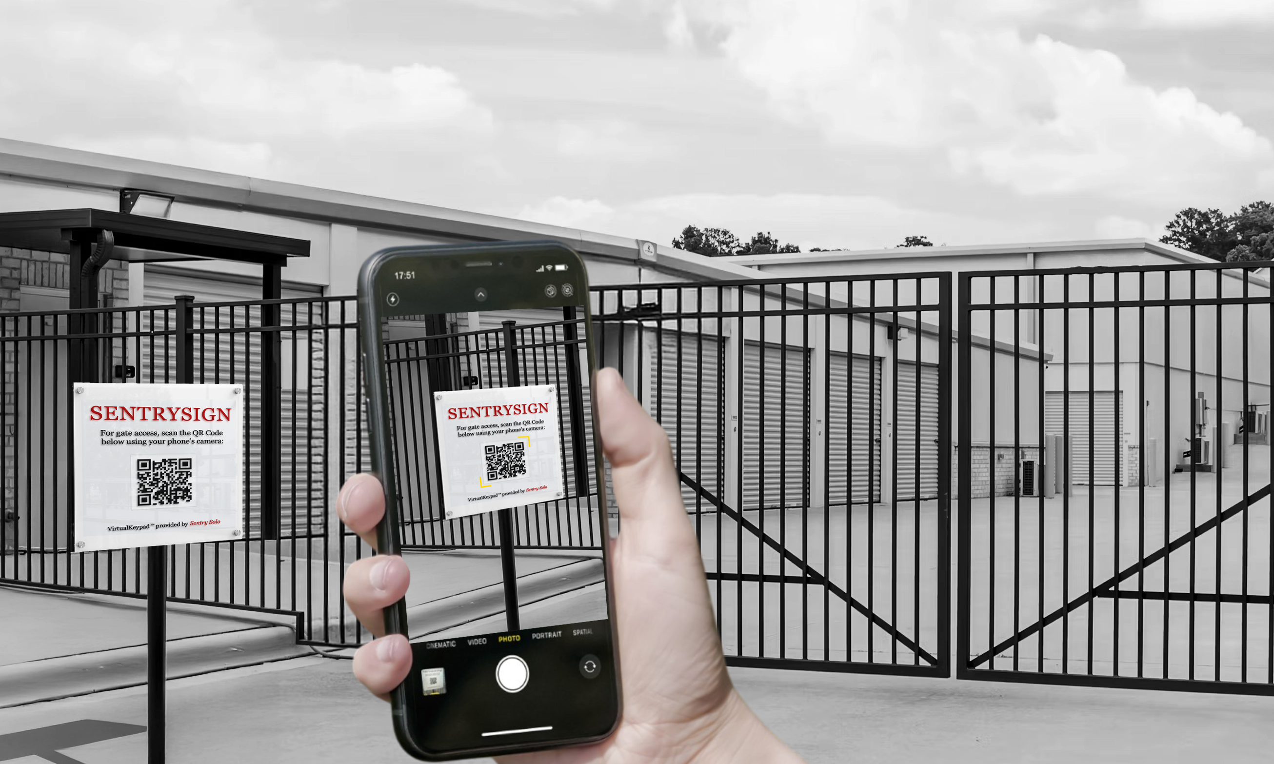 Tenant scanning SentrySign QR code with smartphone camera