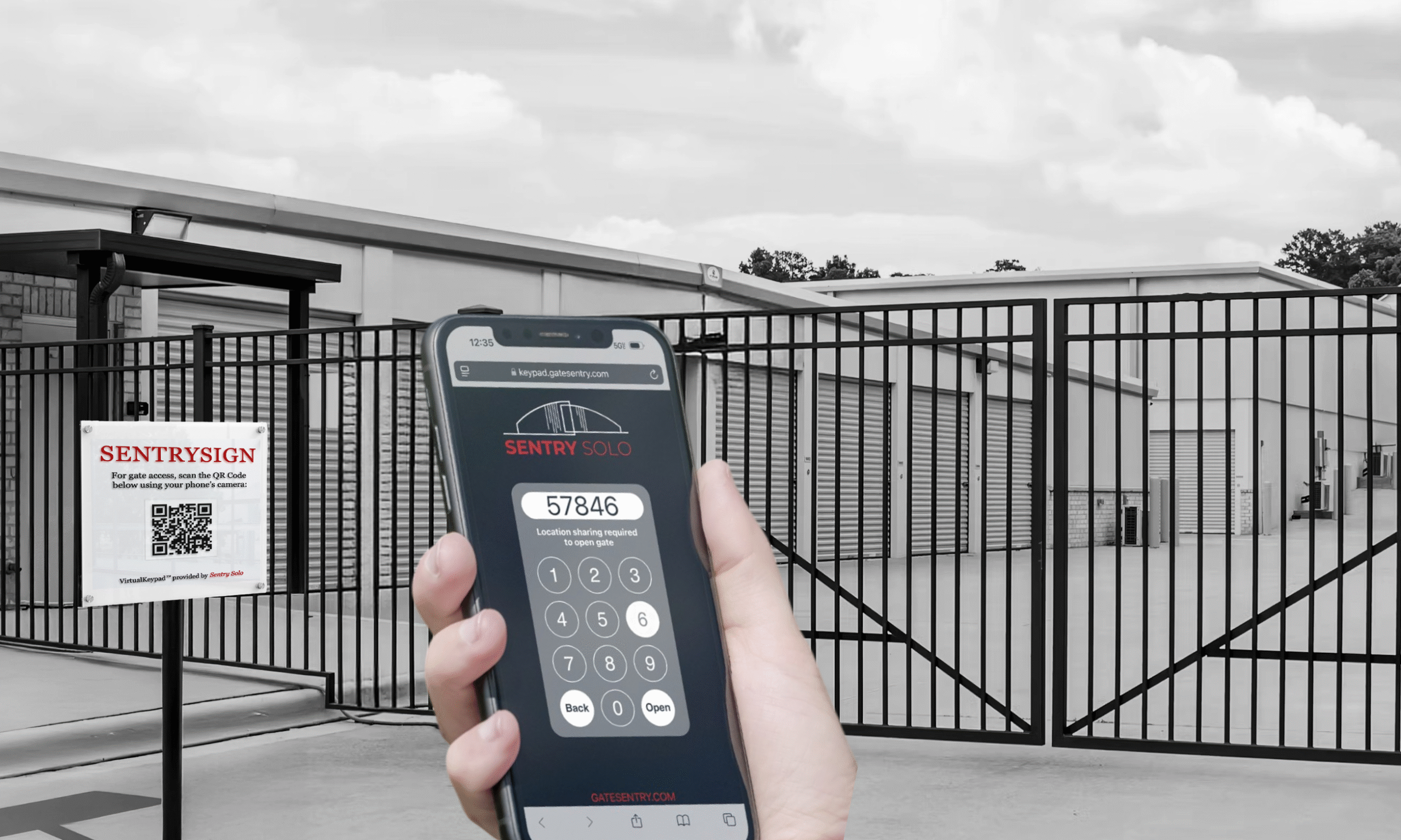 Tenant entering 6-digit access code into VirtualKeypad to open gate