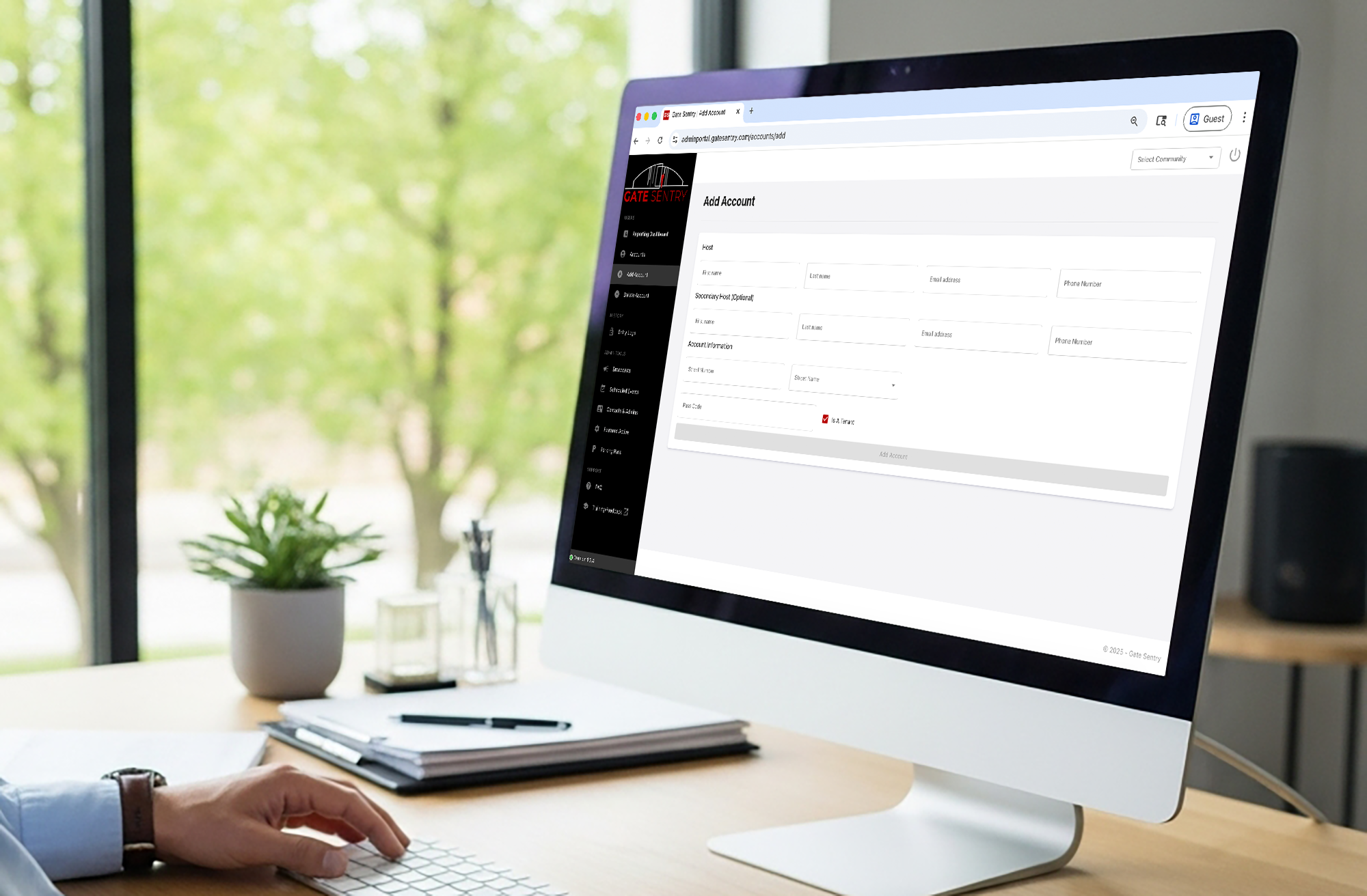 A screenshot of a tenant administration dashboard, showing options to add tenants, manage access, and set expiration dates for rental properties.